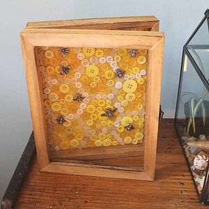 Shadow box with beehive design
